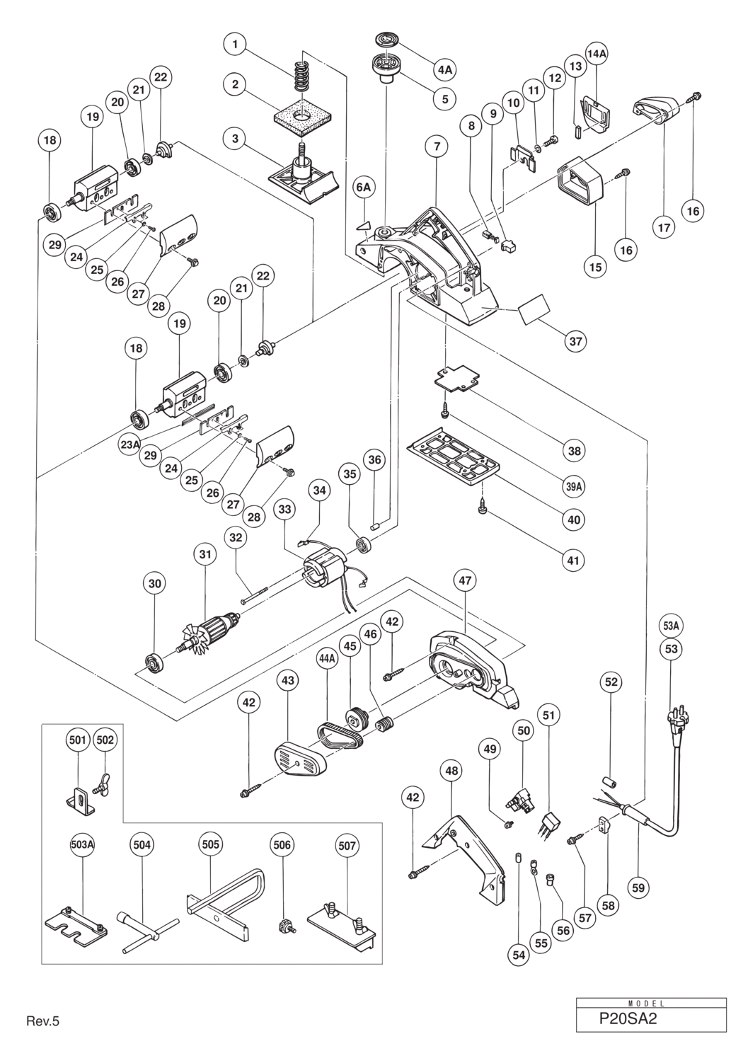 Hitachi / Hikoki P20SA2 Planer Spare Parts