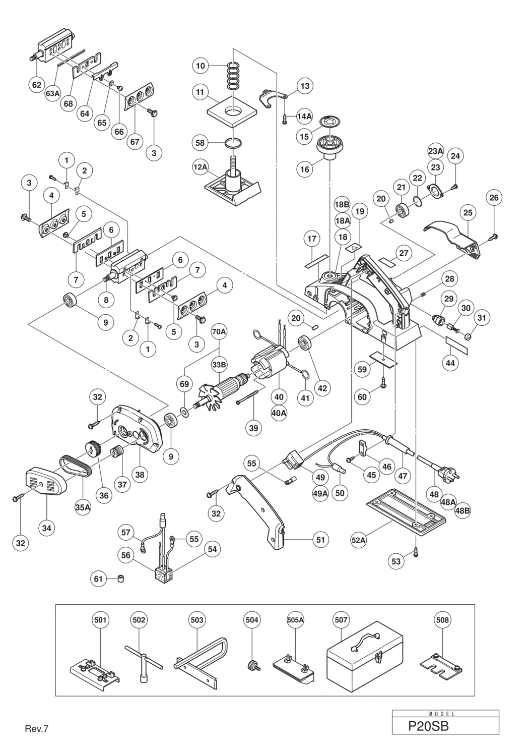 Hitachi / Hikoki P20SB Electric Planer Spare Parts