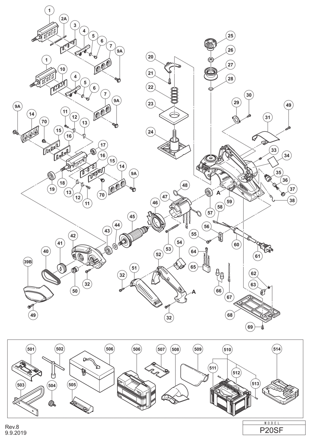 Hitachi / Hikoki P20SF Planer Spare Parts