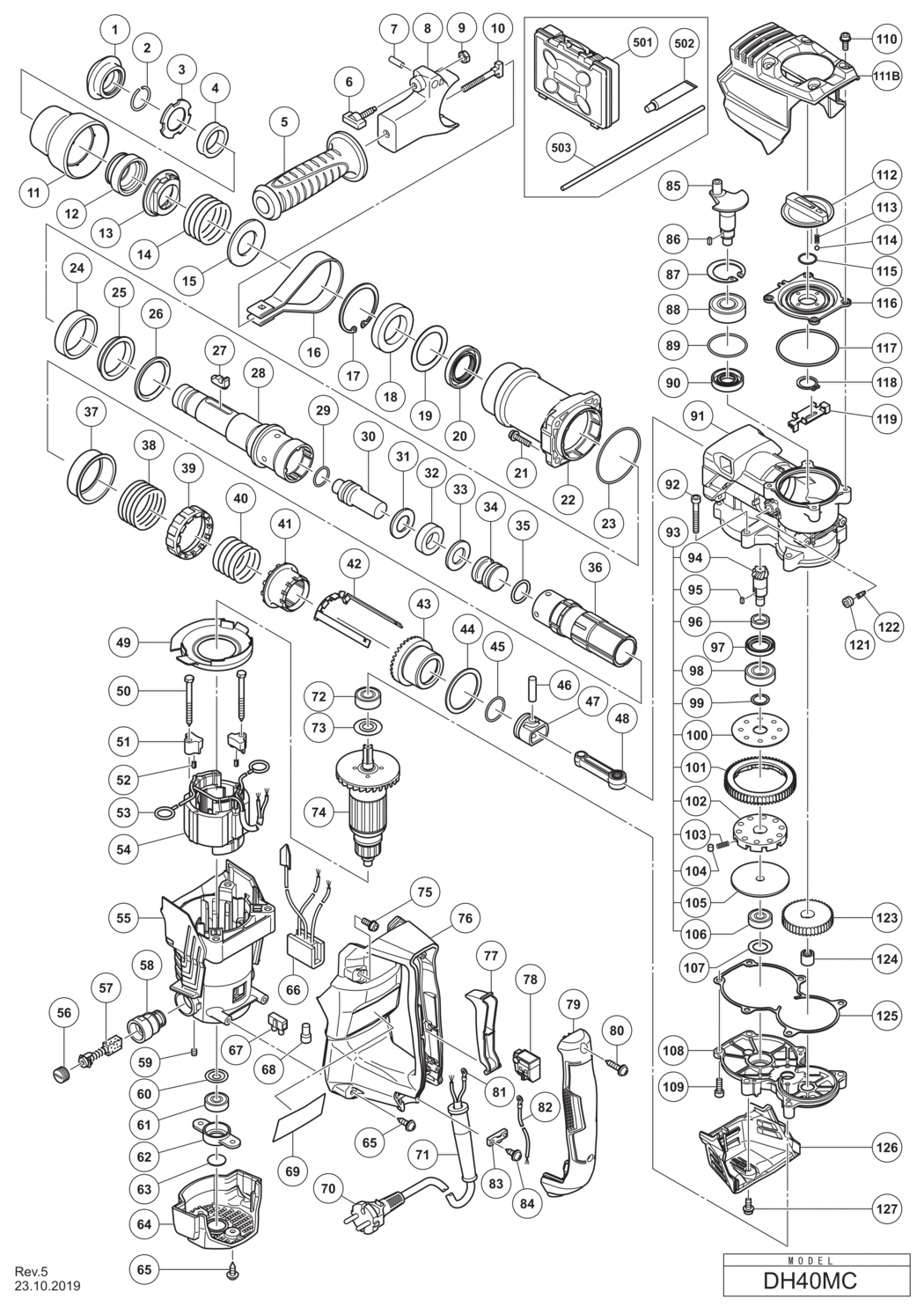 Hitachi / Hikoki DH40MC Rotary Hammer Spare Parts