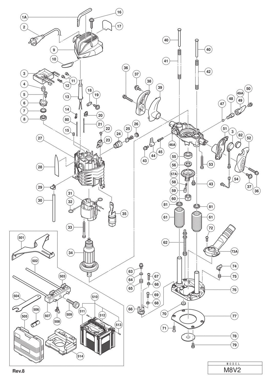 Hitachi / Hikoki M8V2 Router Spare Parts