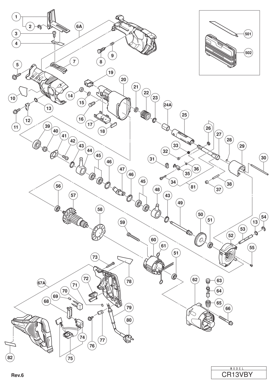 Hitachi / Hikoki CR13VBY Saber Saw Spare Parts