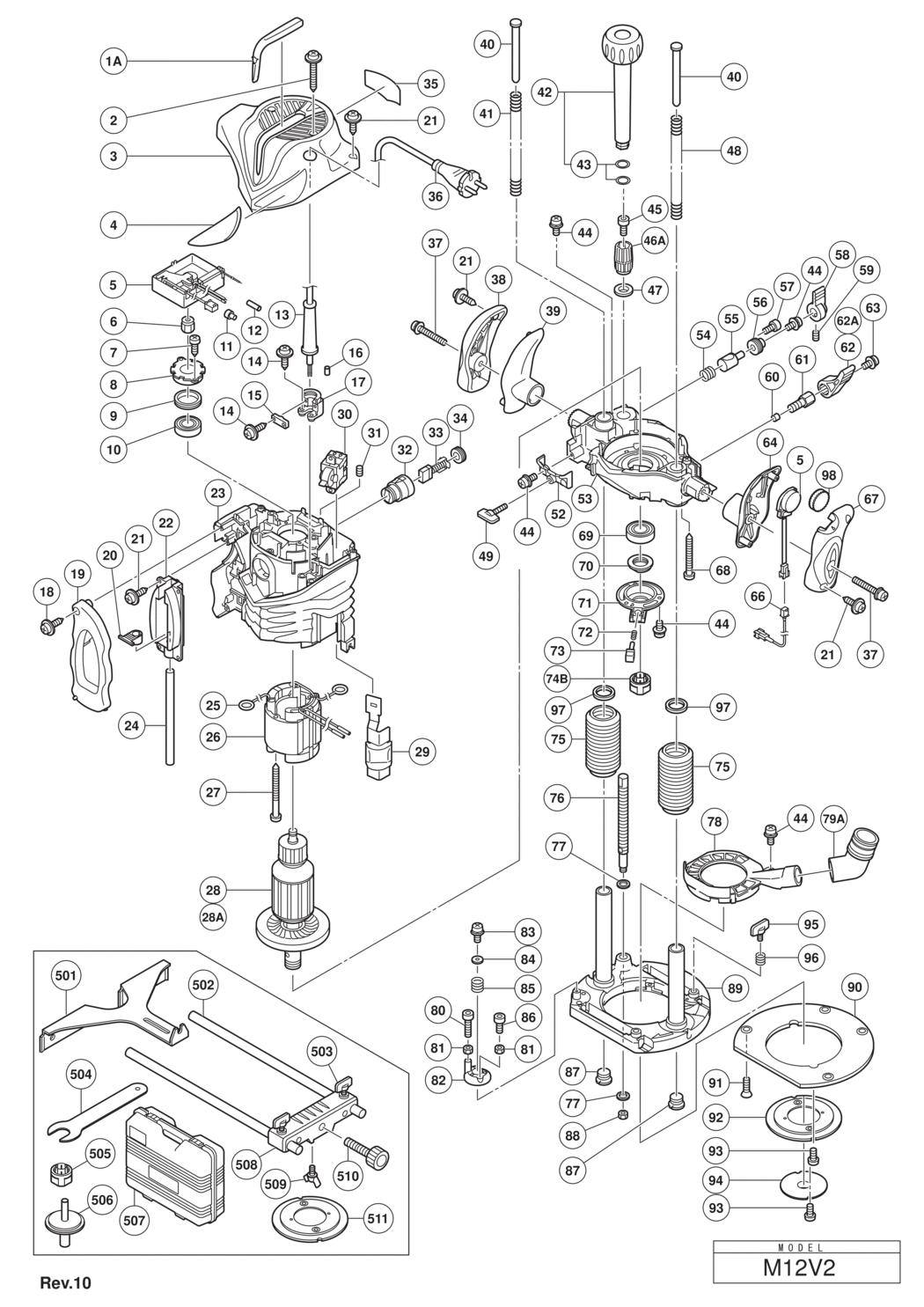 Hitachi / Hikoki M12V2 Router Spare Parts