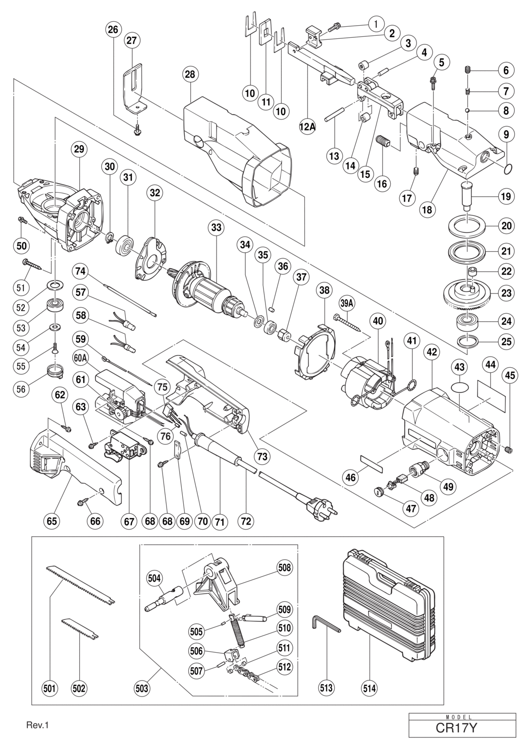 Hitachi / Hikoki CR17Y Saber Saw Spare Parts