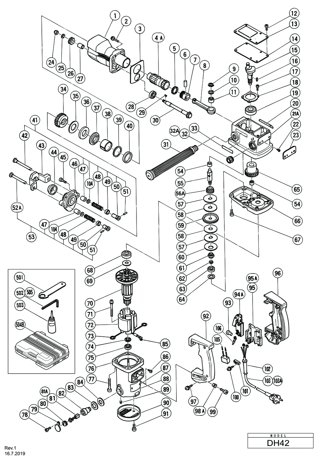 Hitachi / Hikoki DH42 Hammer Drill Spare Parts