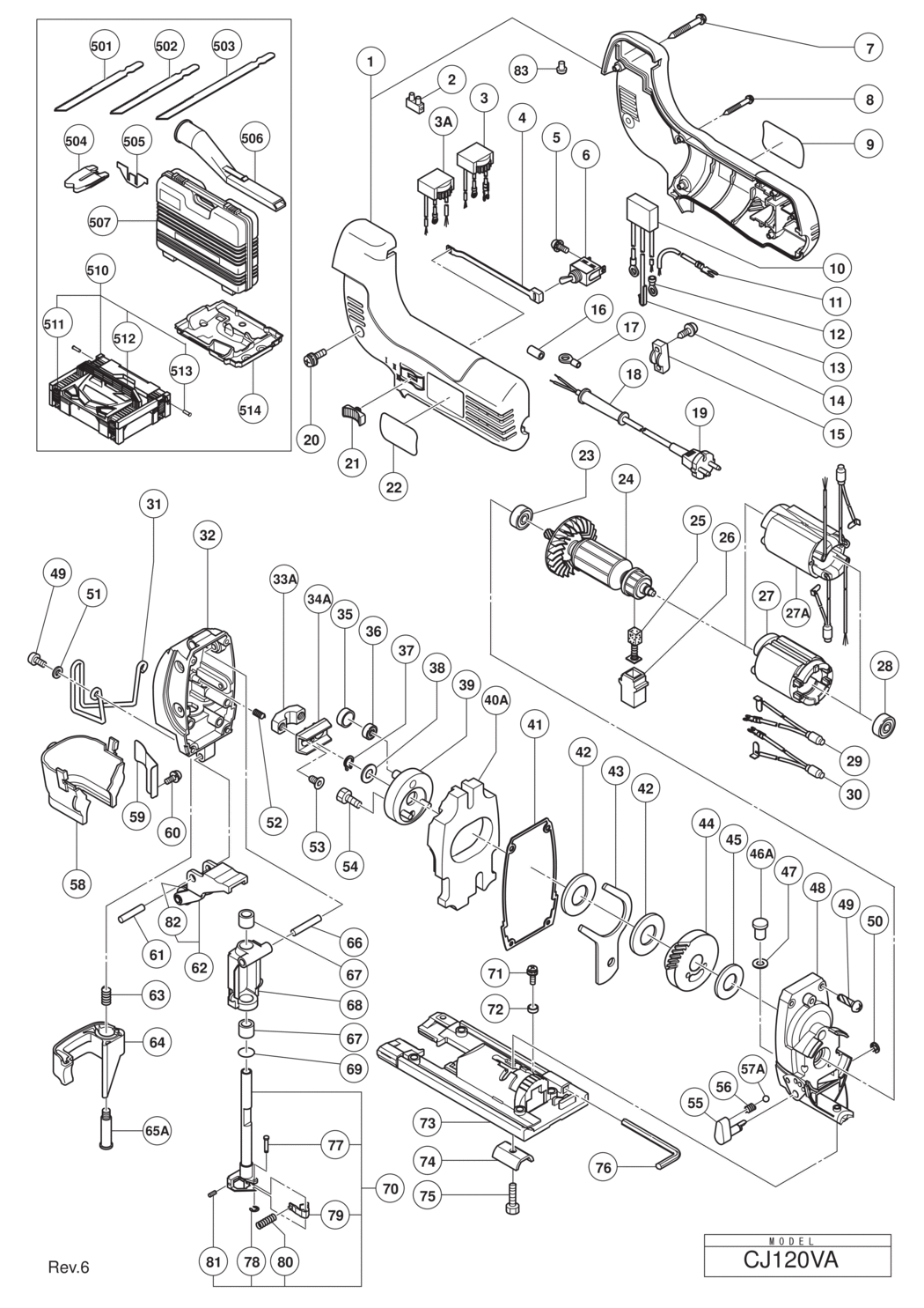 Hitachi / Hikoki CJ120VA 120mm Jig Saw Spare Parts