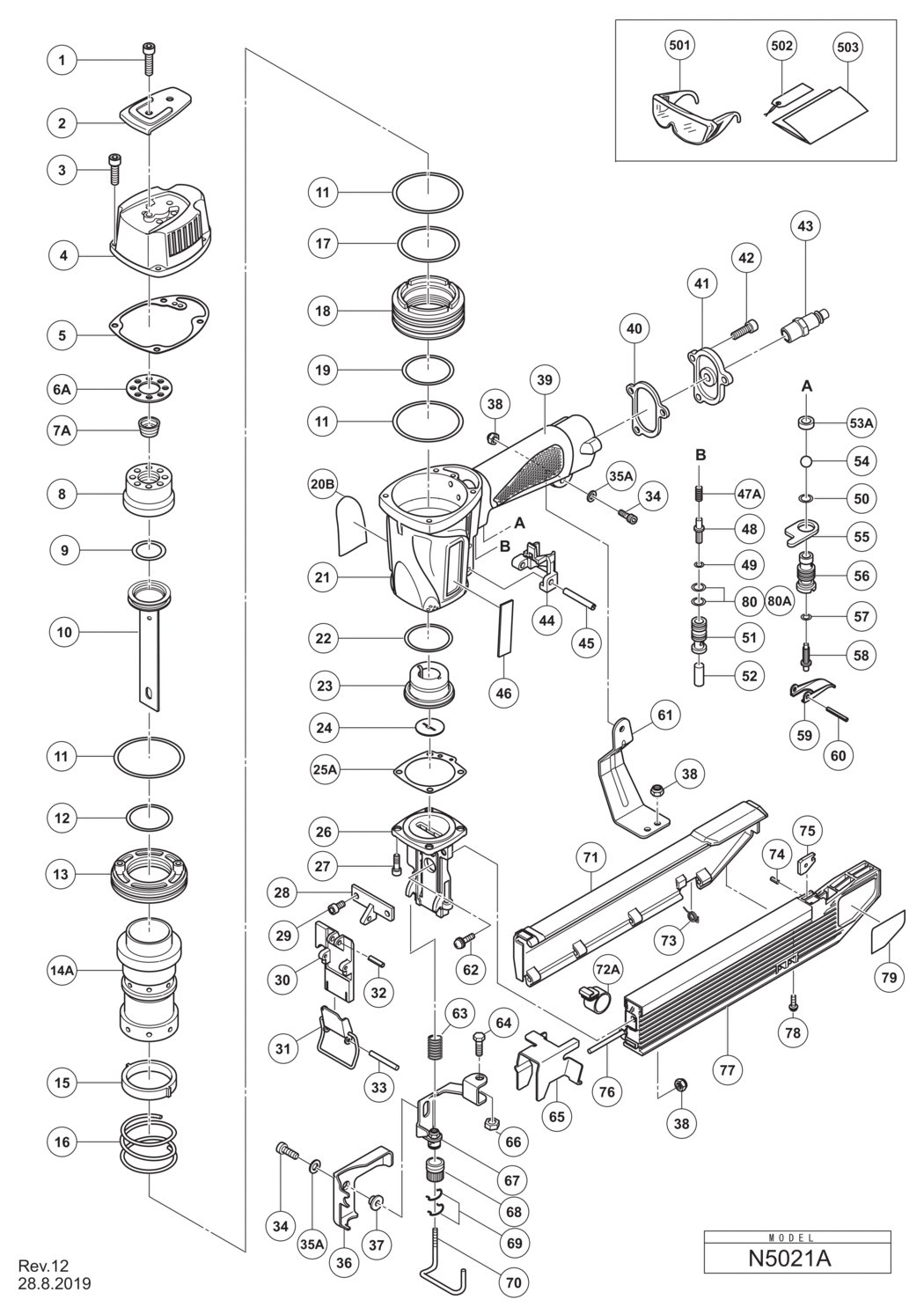 Hitachi / Hikoki N5021A Stapler Spare Parts