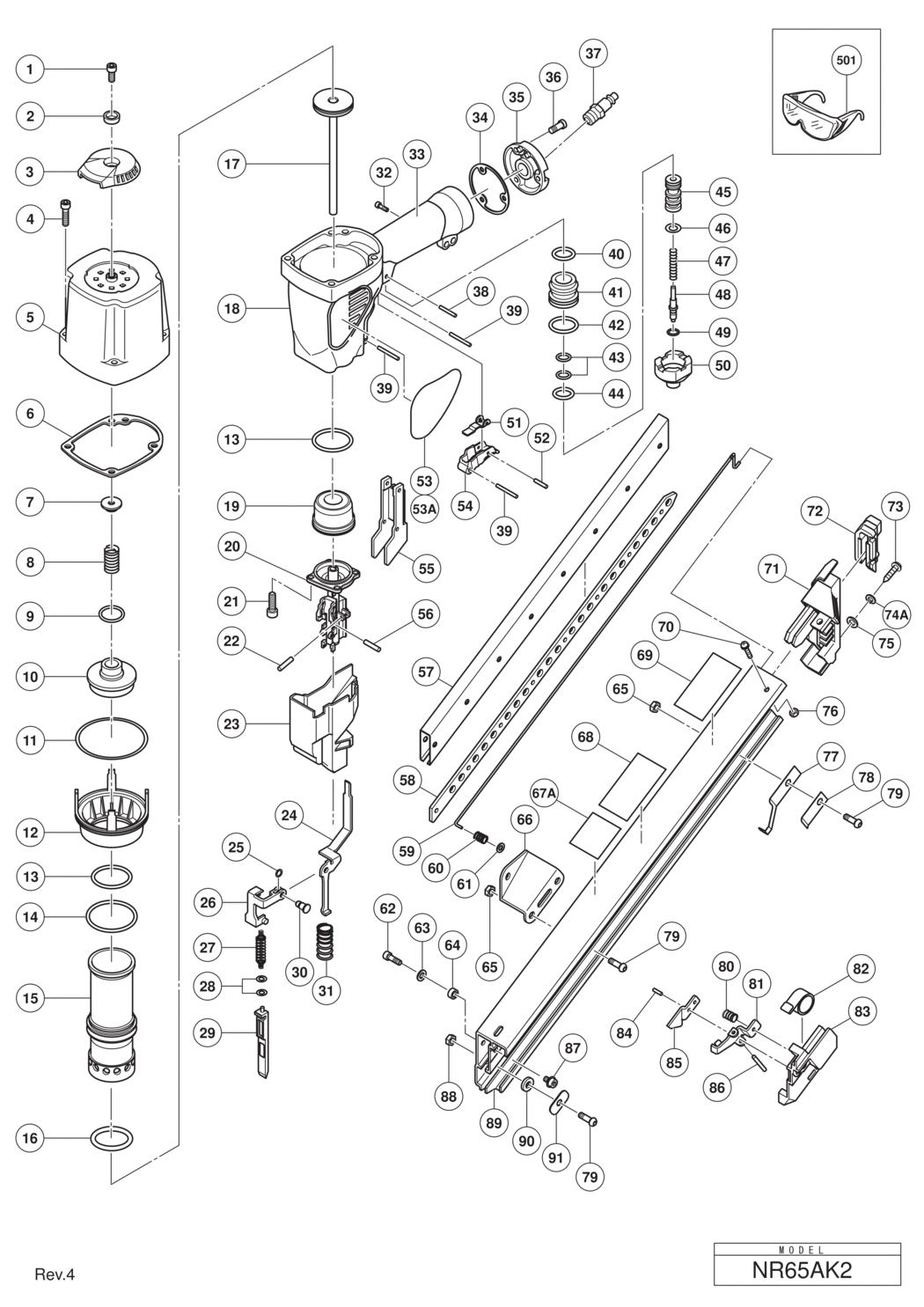 Hitachi / Hikoki NR65AK2 Strip Nailer Spare Parts