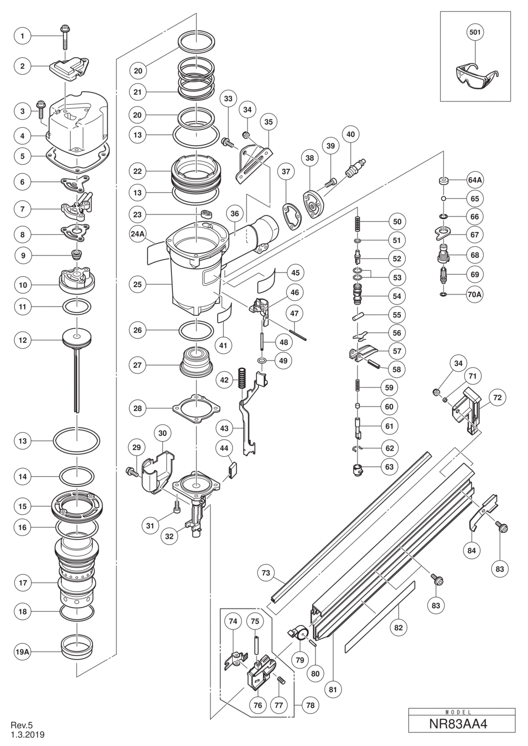 Hitachi / Hikoki NR83AA4 Strip Nailer Spare Parts