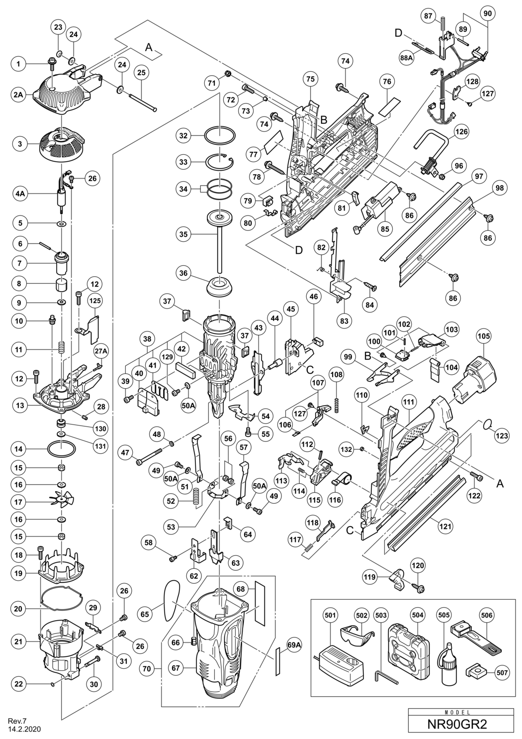 Hitachi / Hikoki NR90GR2 Gas Strip Nailer Spare Parts