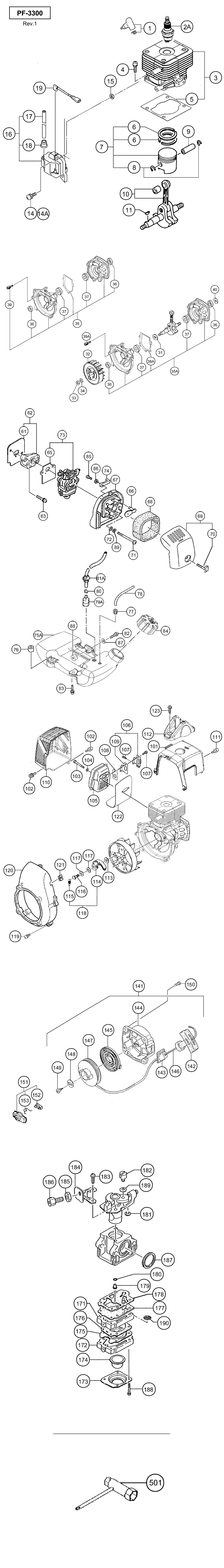 Hitachi / Hikoki PF-3300 Utility Engine Spare Parts