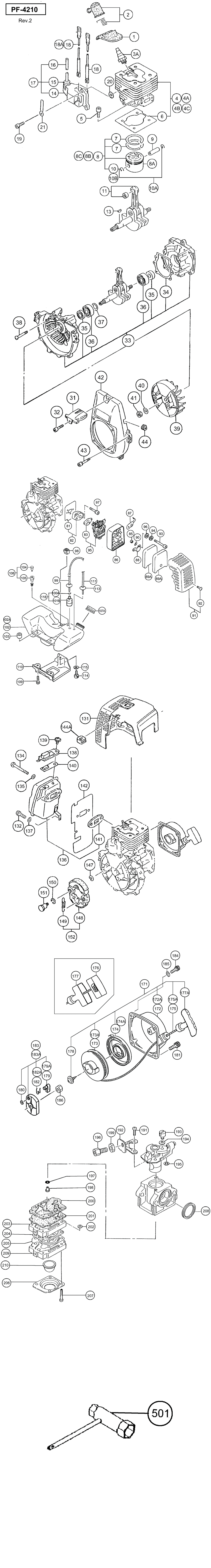 Hitachi / Hikoki PF-4210 Utility Engine Spare Parts