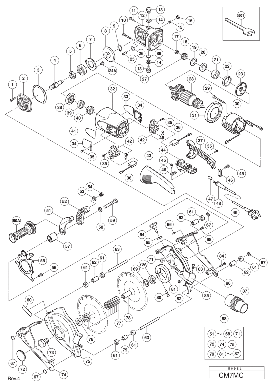Hitachi / Hikoki CM7MC Wall Chaser Spare Parts
