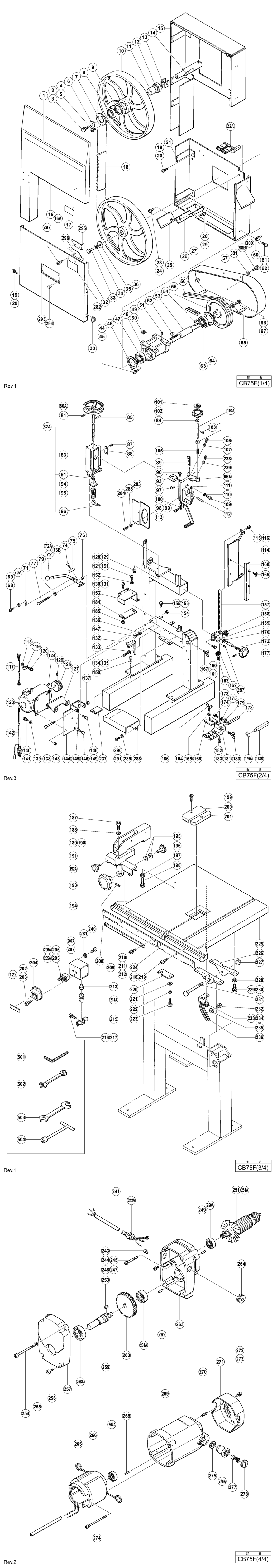 Hitachi / Hikoki CB75F Band Saw Spare Parts