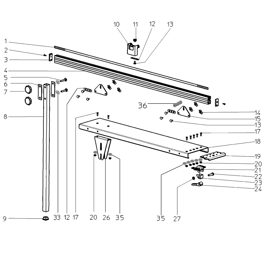 Metabo Table REAR EXTENSION 1600MM R/L-KGS255 L / 0910058827 10 / - Spare Parts