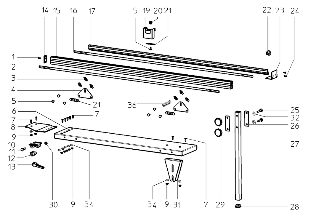 Metabo Table REAR EXTENSION 3000MM R-KGS303 / 0910058894 10 / - Spare Parts