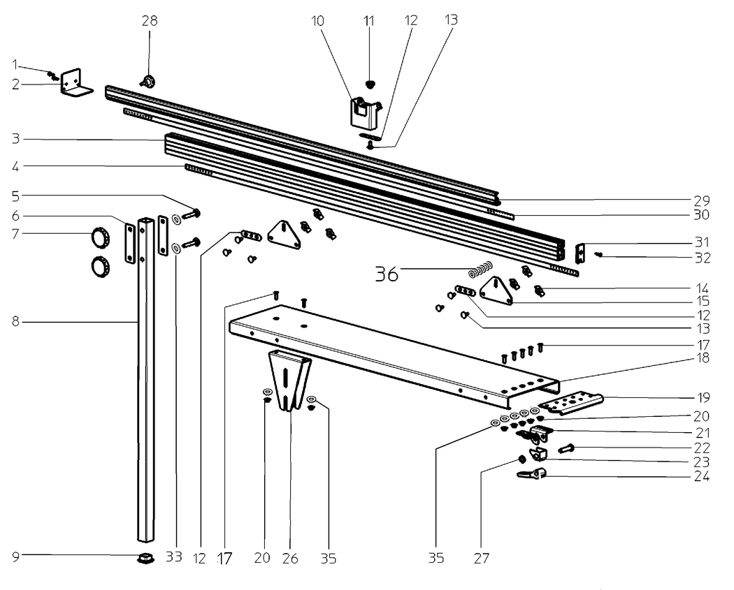 Metabo Table REAR EXTENSION 3000MM R/L-KGS255 L / 0910058835 10 / - Spare Parts