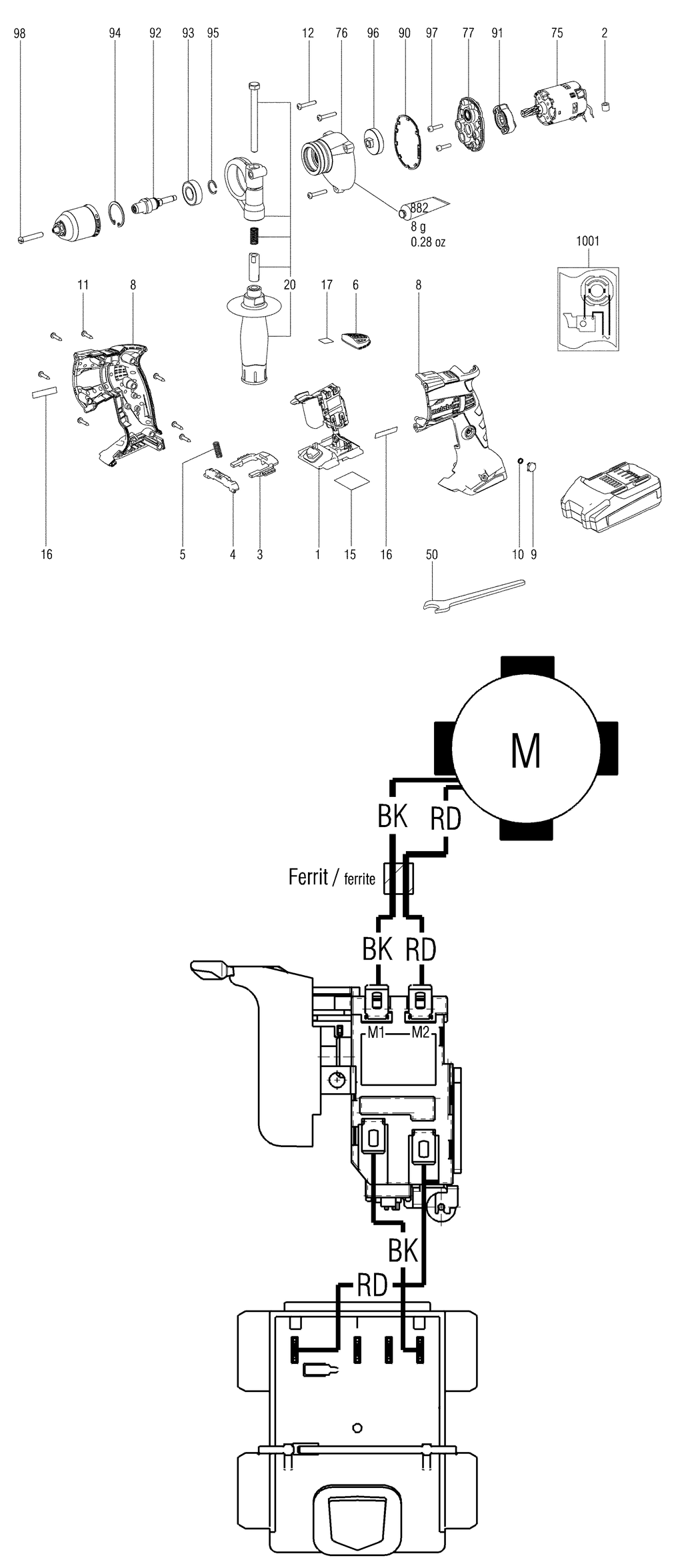 Metabo BE 18 LTX 6 / 00261000 / - Spare Parts