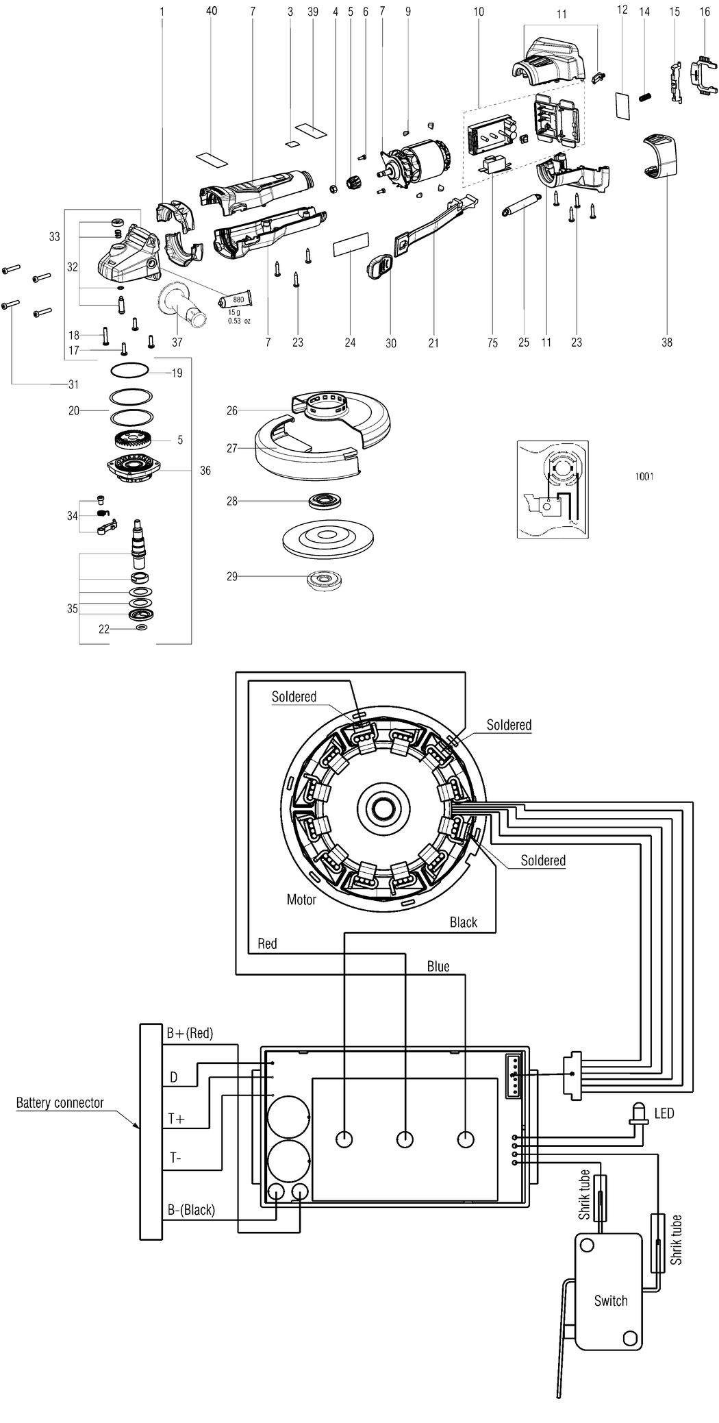 Metabo WB 18 LTX BL 180 / 13087000 / - Spare Parts