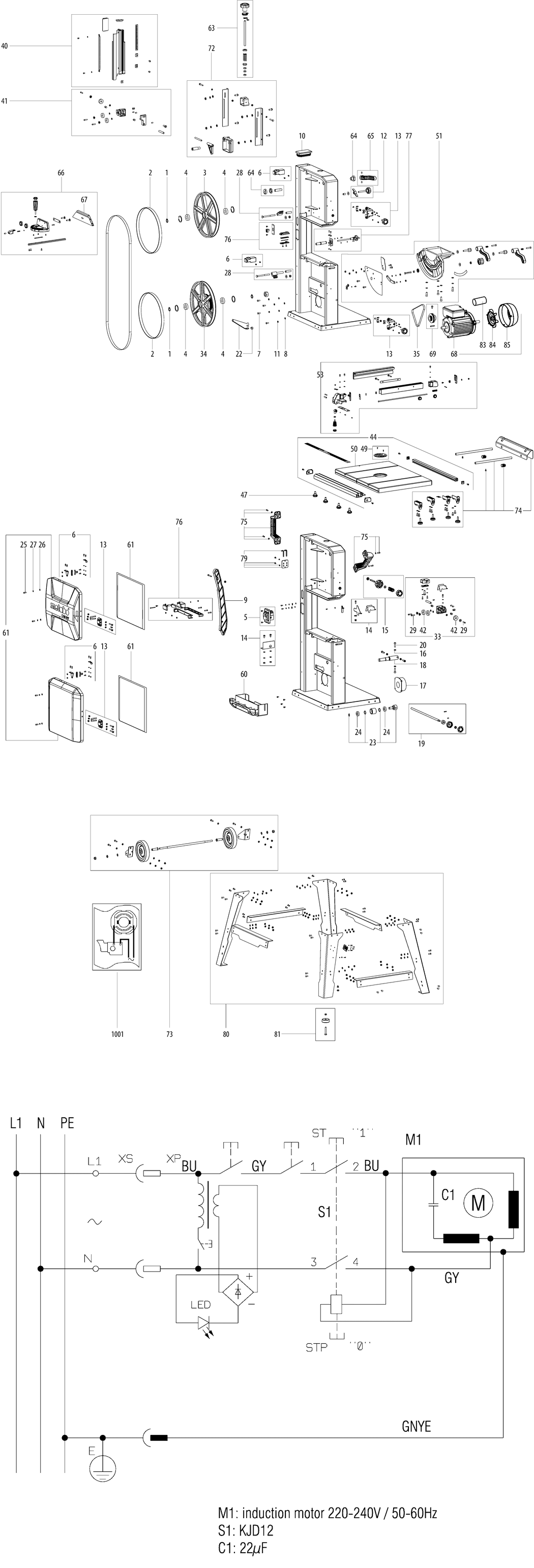 Metabo BAS 318 Precision WNB / 19009190 / AU 240V Spare Parts