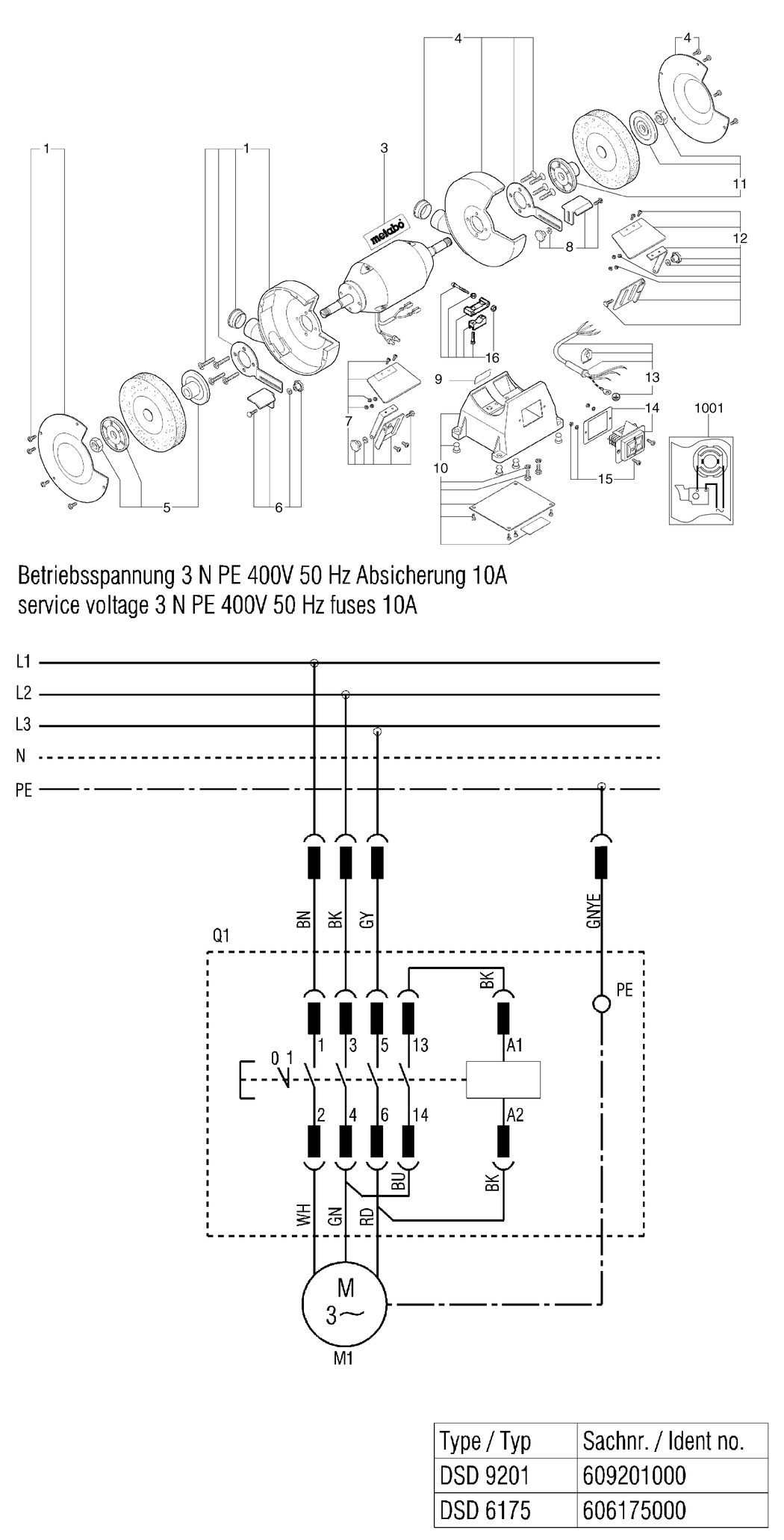 Metabo DS D 6175 / 06175001 / 3 / 400V/50Hz Spare Parts