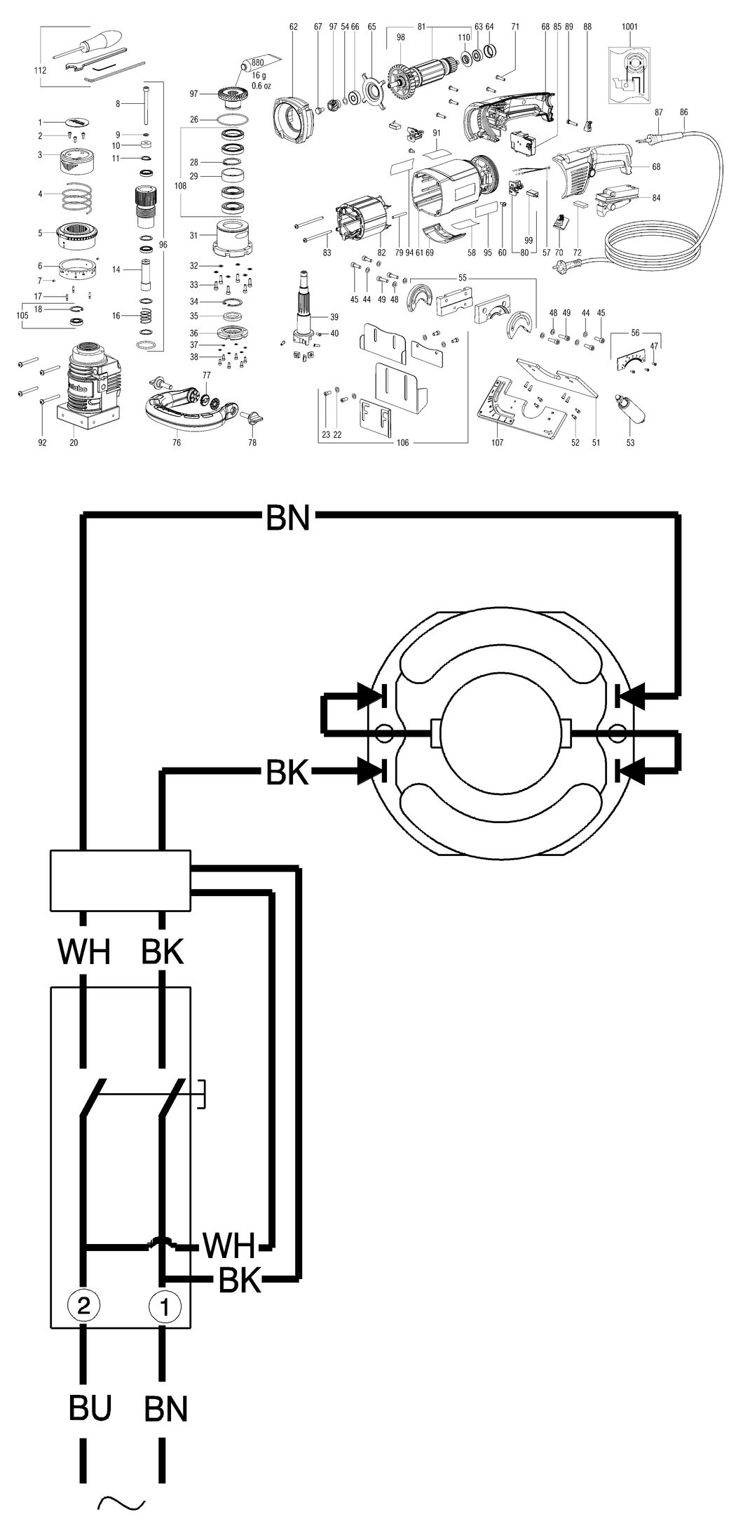 Metabo KFM 16-15 F / 01753000 / EU 230V Spare Parts