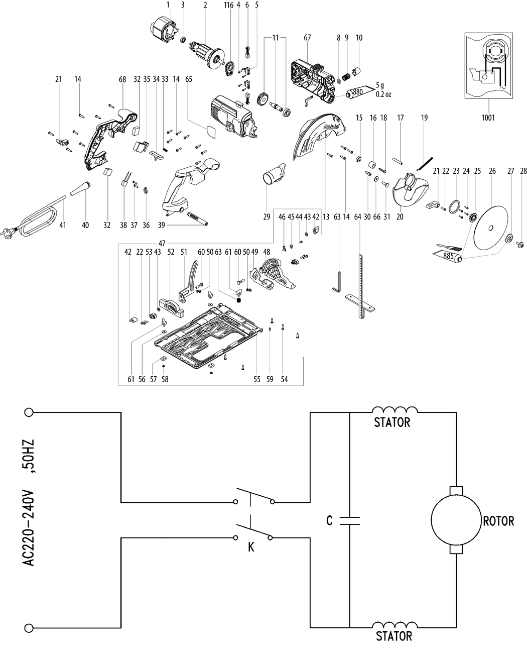 Metabo KS 55 FS / 00955000 / EU 230V Spare Parts