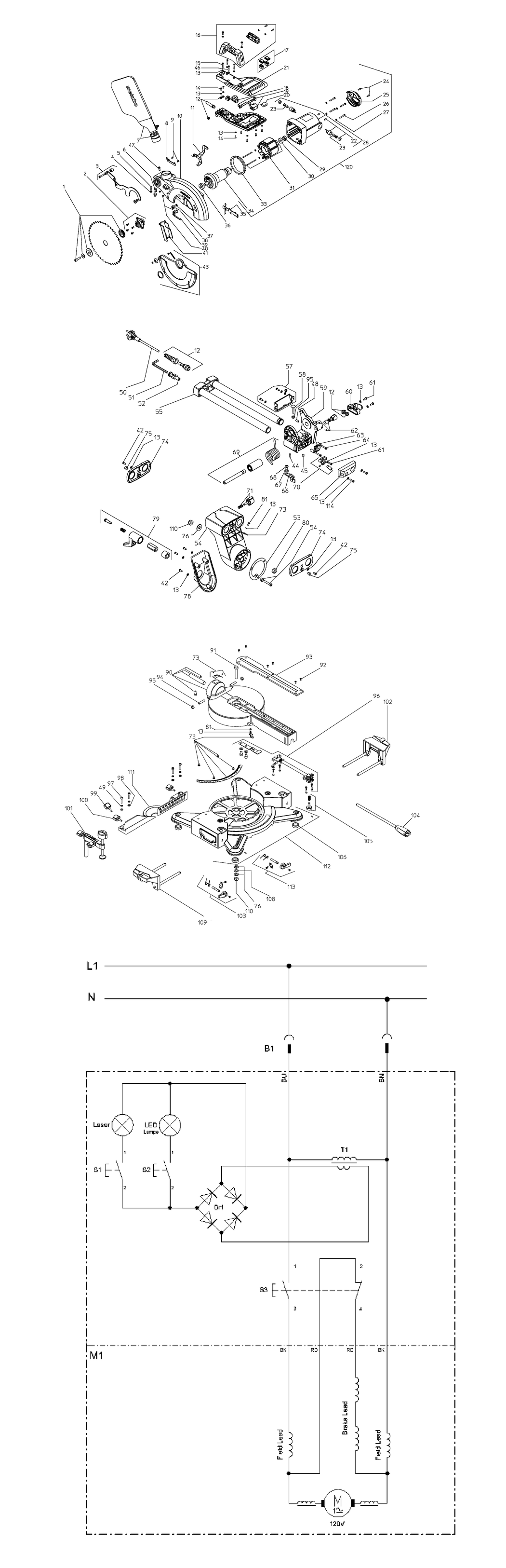 Metabo KGS 254 / 0102540042 10 / US 120V Spare Parts