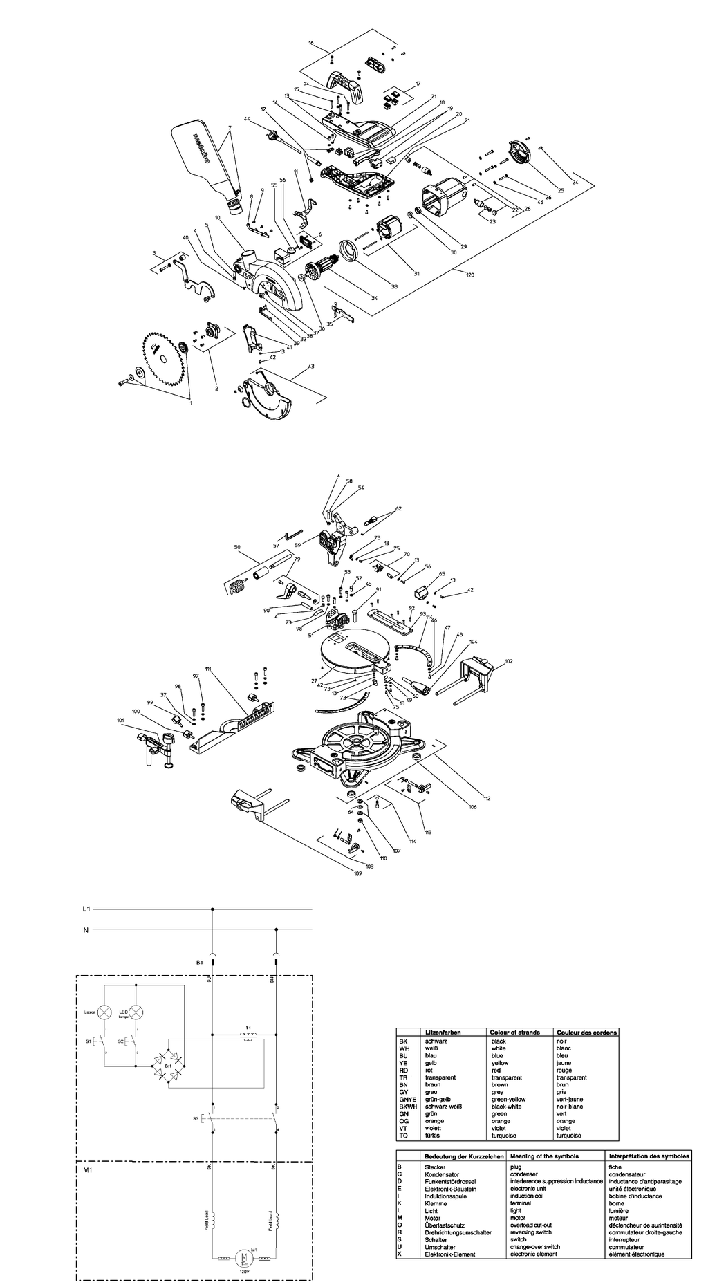 Metabo KS 216 Lasercut / 0102160042 10 / US 120V Spare Parts