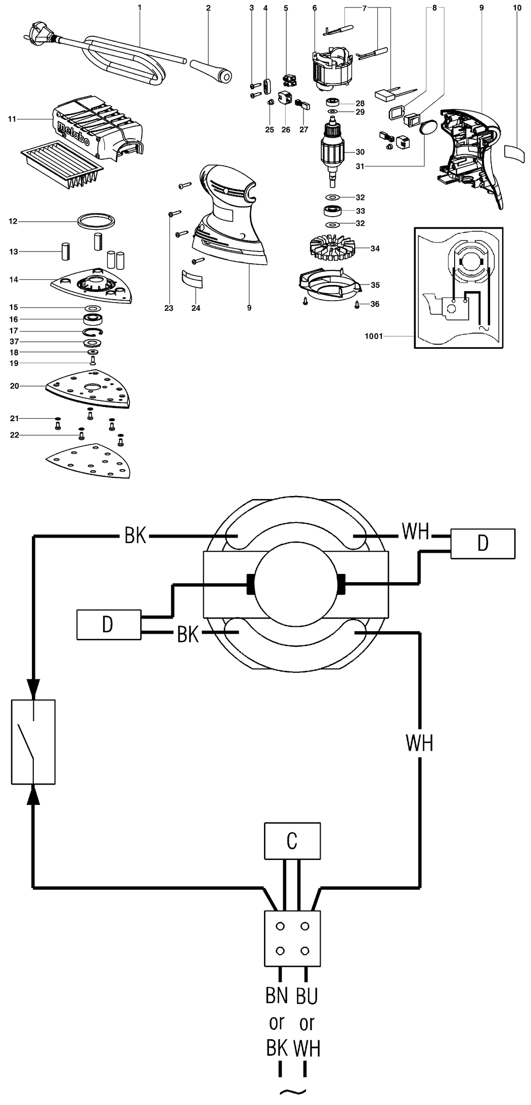 Metabo FMS 200 Intec / 00065180 / CH 230V Spare Parts