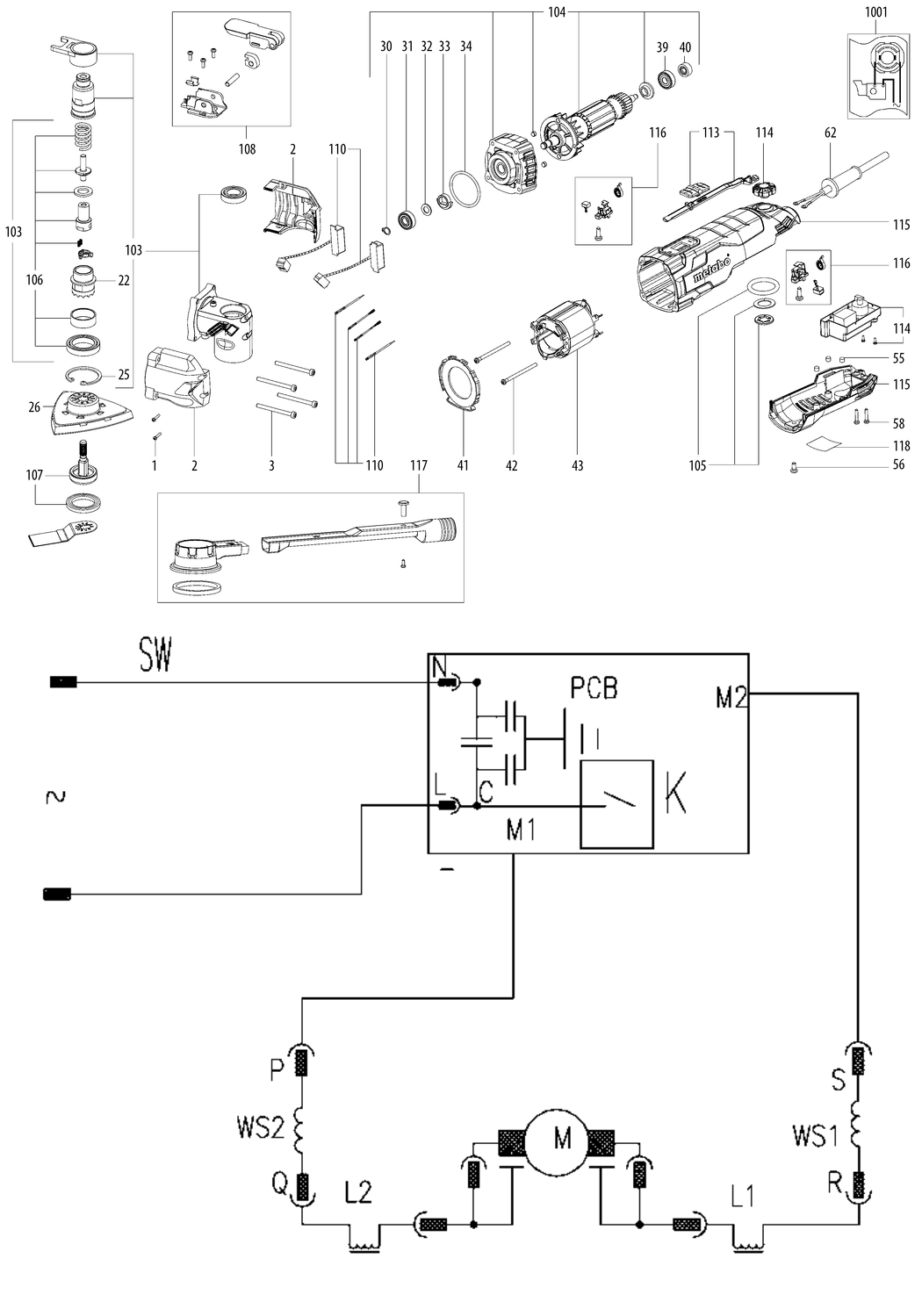 Metabo MT 400 Quick / 01406000 / EU 230V Spare Parts