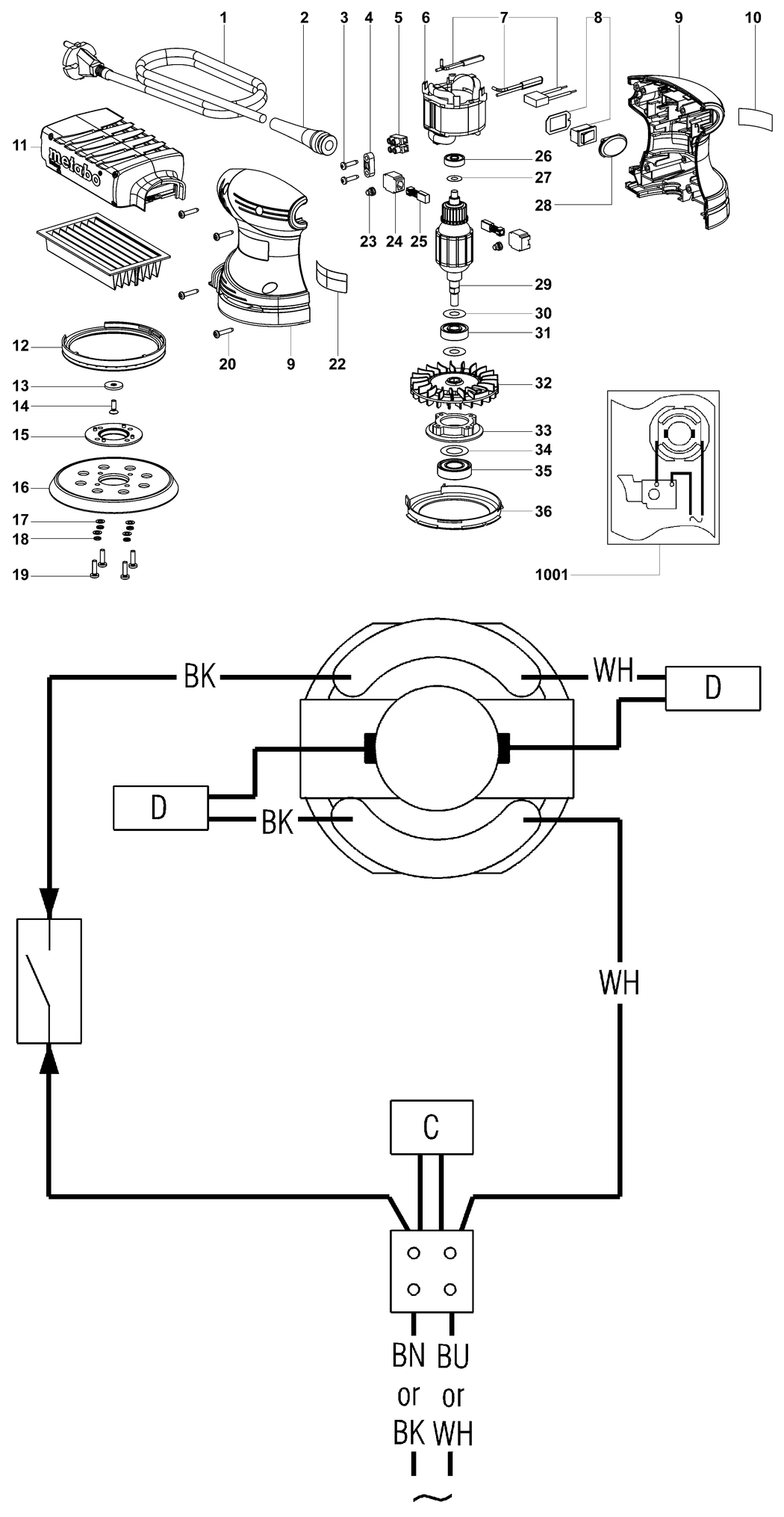 Metabo FSX 200 Intec / 09225420 / US 120V Spare Parts