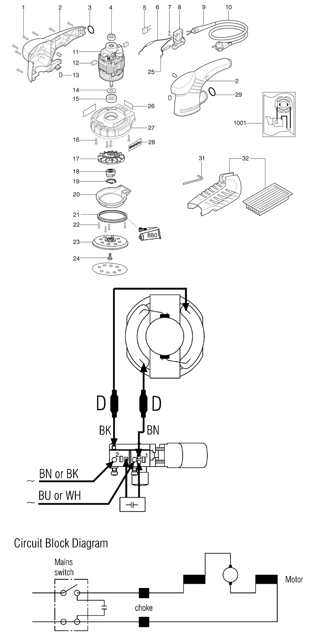 Metabo SXE 325 Intec / 00325310 / CN 220V Spare Parts