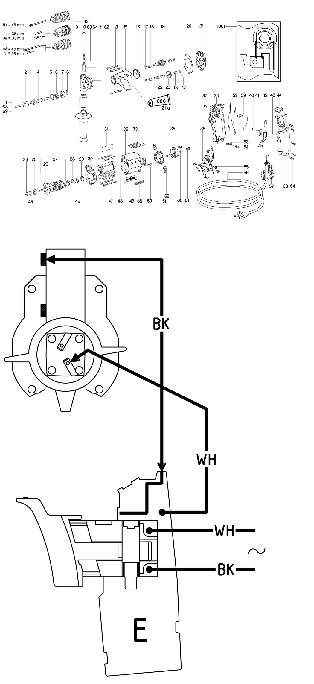 Metabo B E 622 S R+L / 00626420 / US 120V Spare Parts