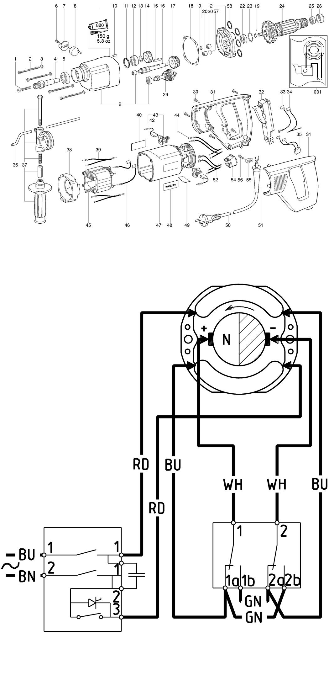 Metabo BDE 1100 Bohrmaschine / 00806180 / CH 230V Spare Parts