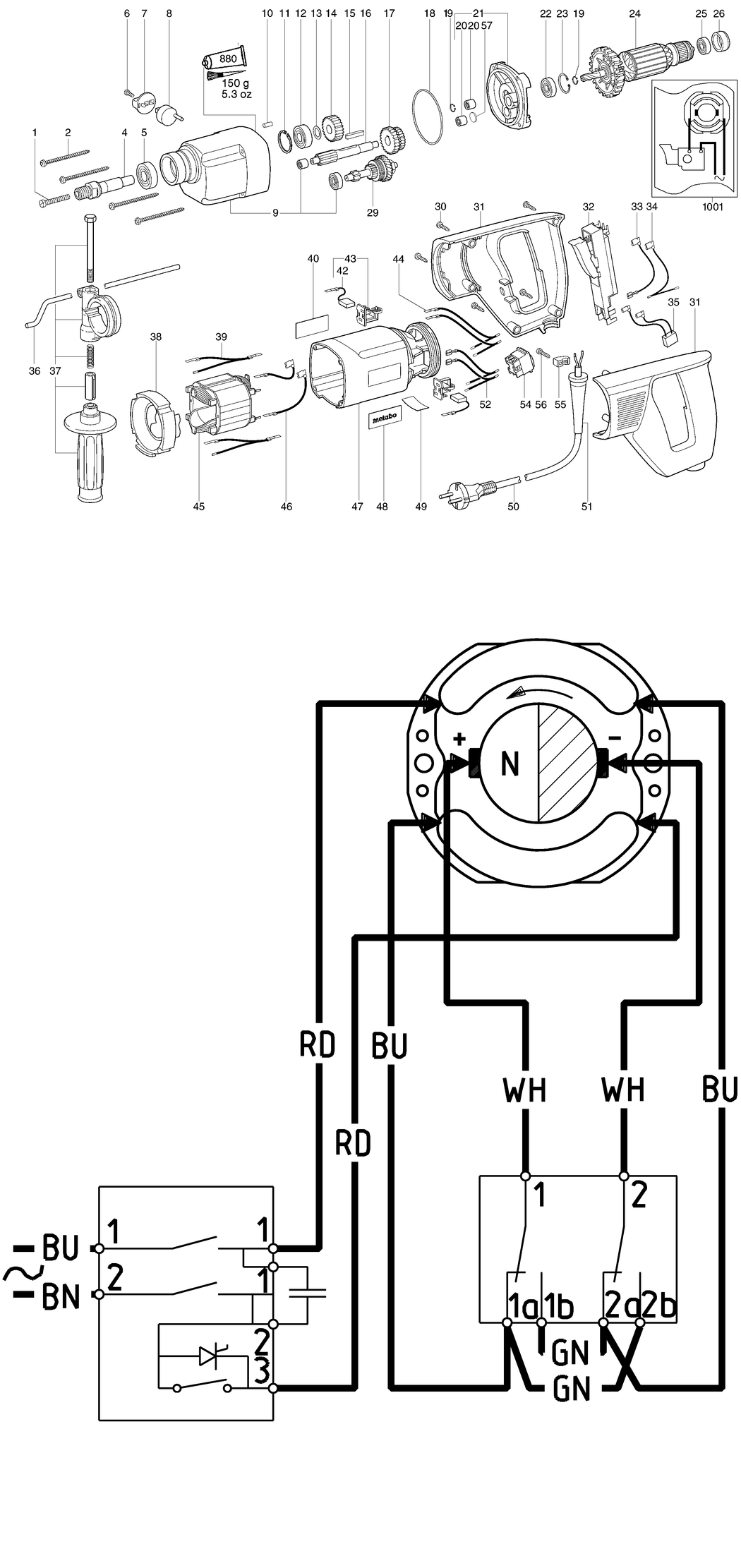 Metabo BDE 1100 Bohrmaschine / 00806181 / CH 230V Spare Parts