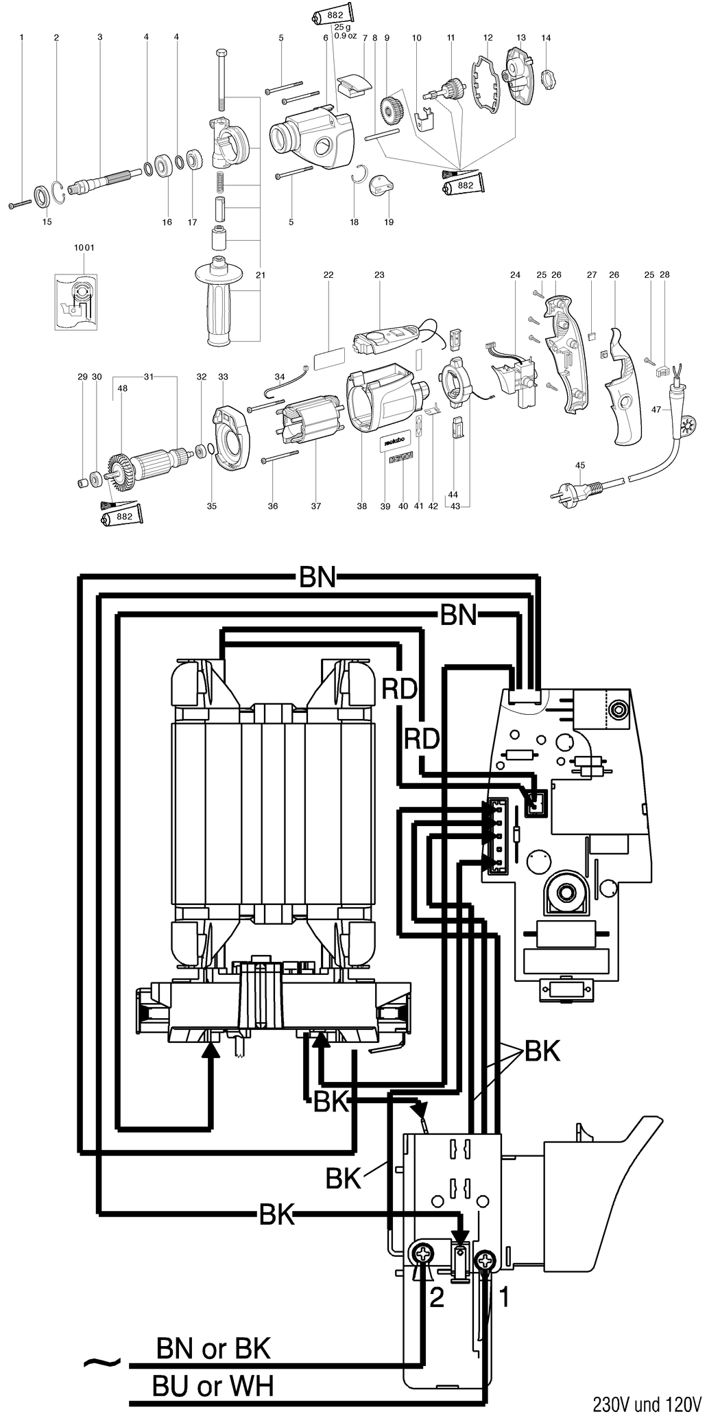 Metabo BE 1020 / 00831420 / US 120V Spare Parts