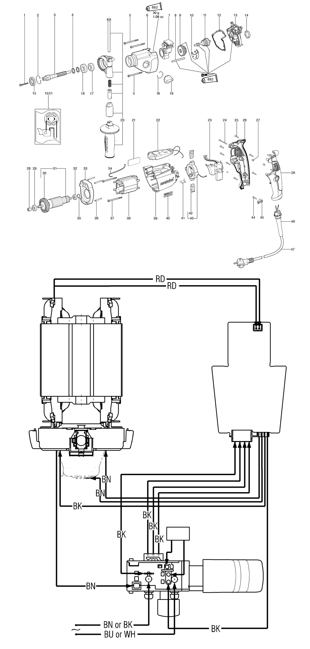 Metabo BE 1100 / 00582000 / EU 230V Spare Parts