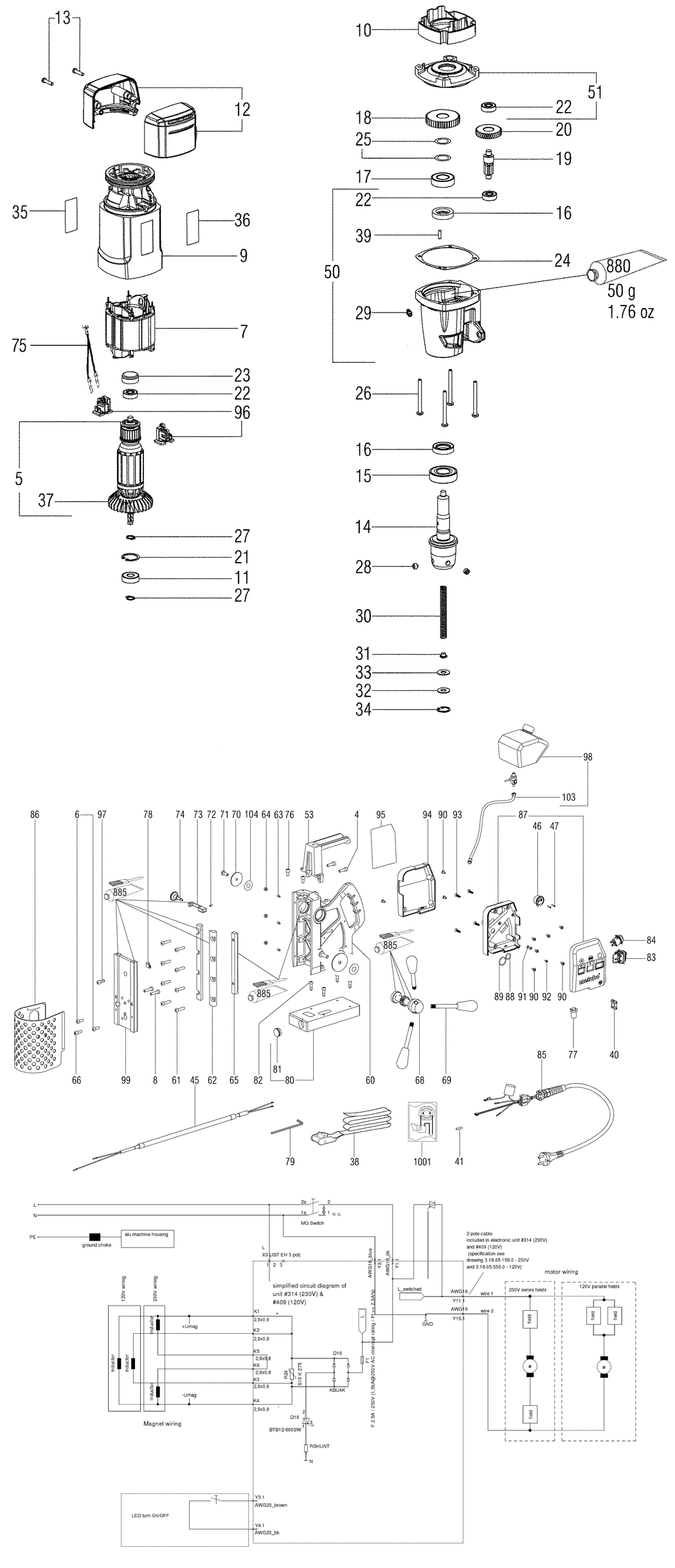 Metabo MAG 32 / 00635000 / EU 230V Spare Parts