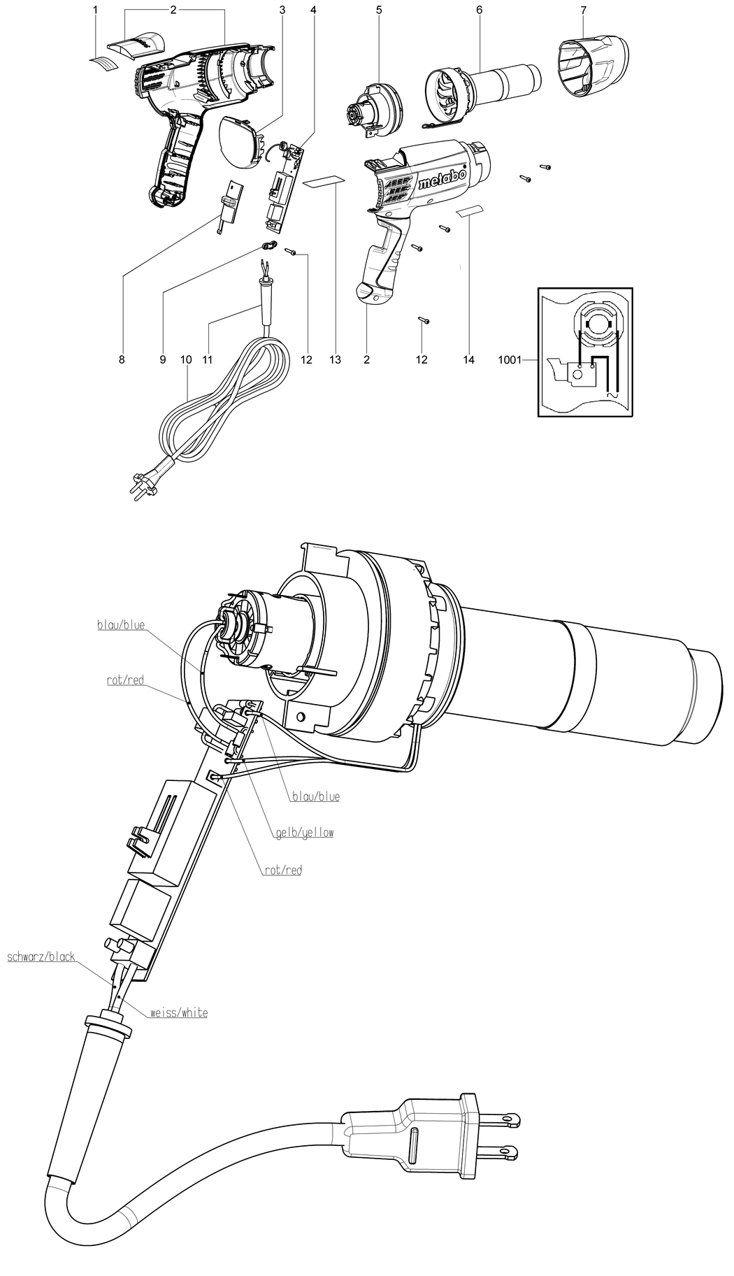 Metabo H 16-500 / 01650420 / US 120V Spare Parts