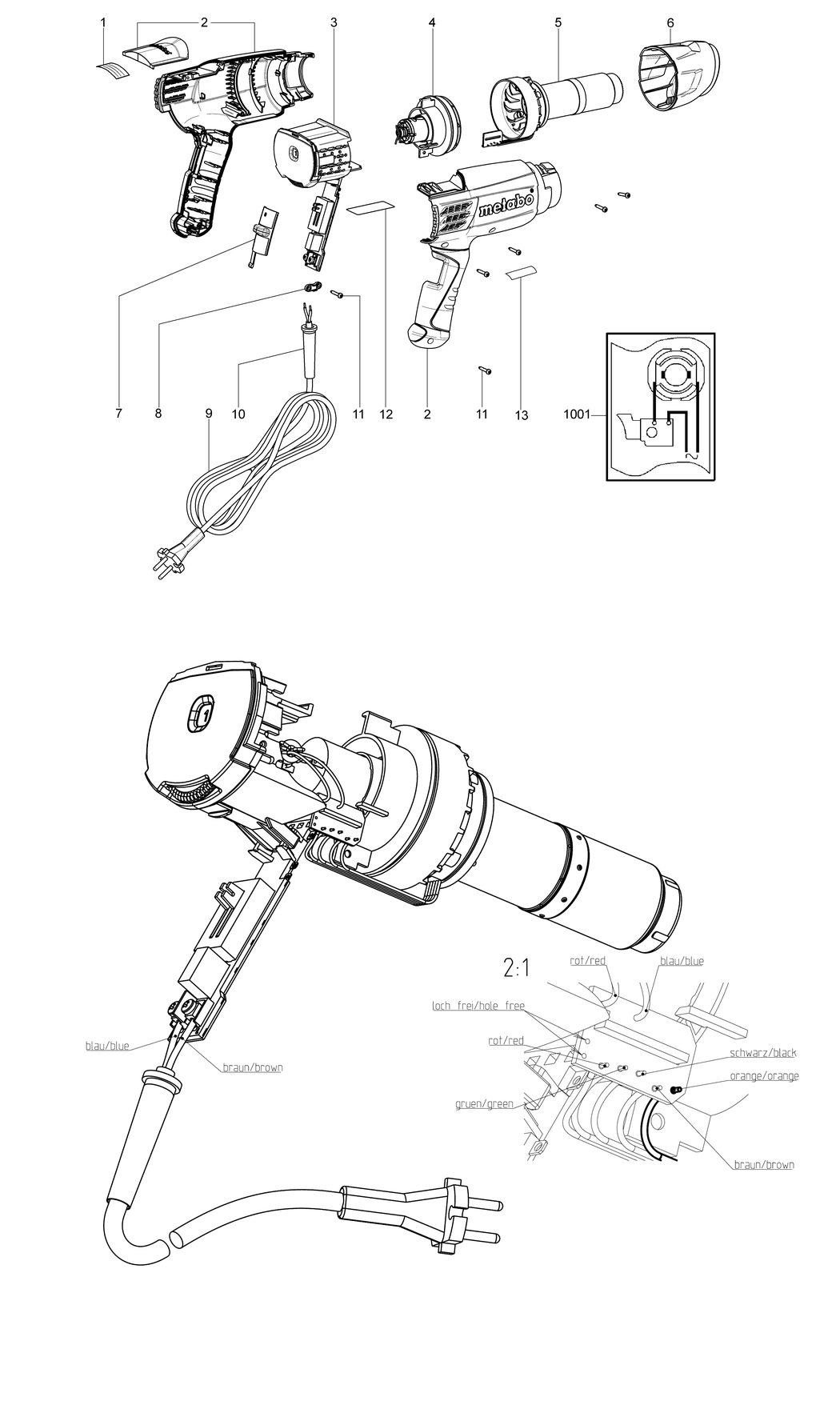 Metabo HE 20-600 / 02060310 / CN 220V Spare Parts