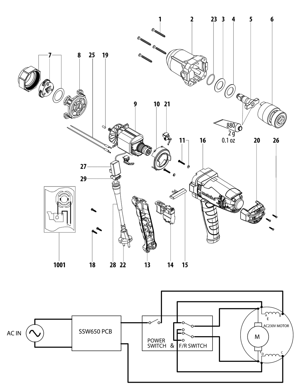 Metabo SSW 650 / 02204001 / EU 230V Spare Parts