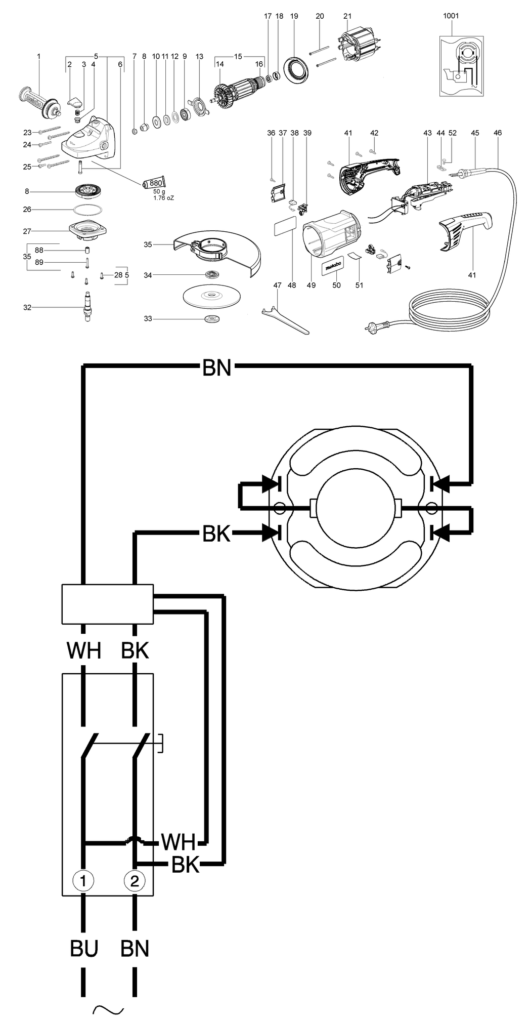 Metabo WX 21-180 / 06441260 / EU 230V Spare Parts