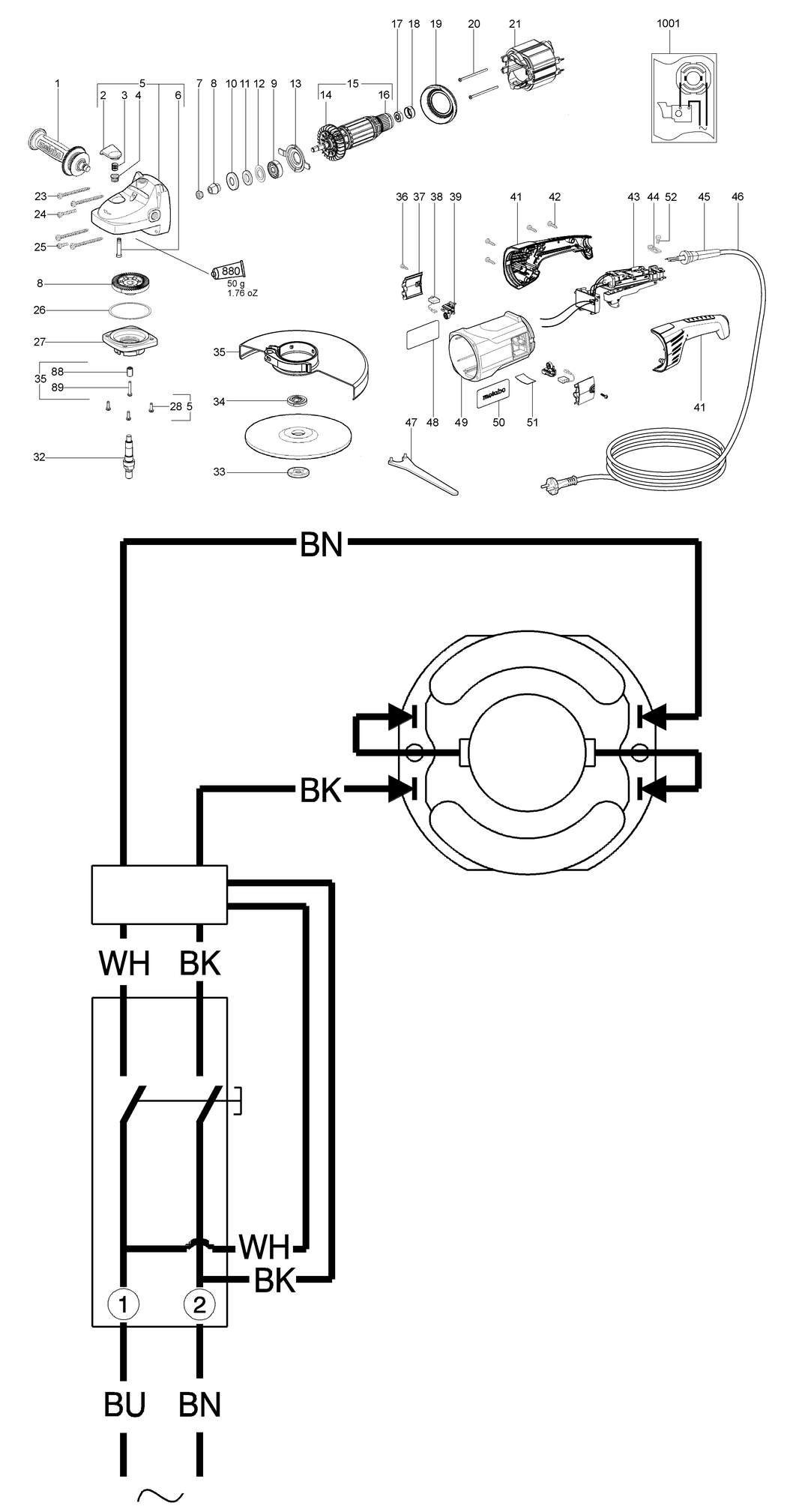 Metabo WX 21-230 / 06443260 / EU 230V Spare Parts
