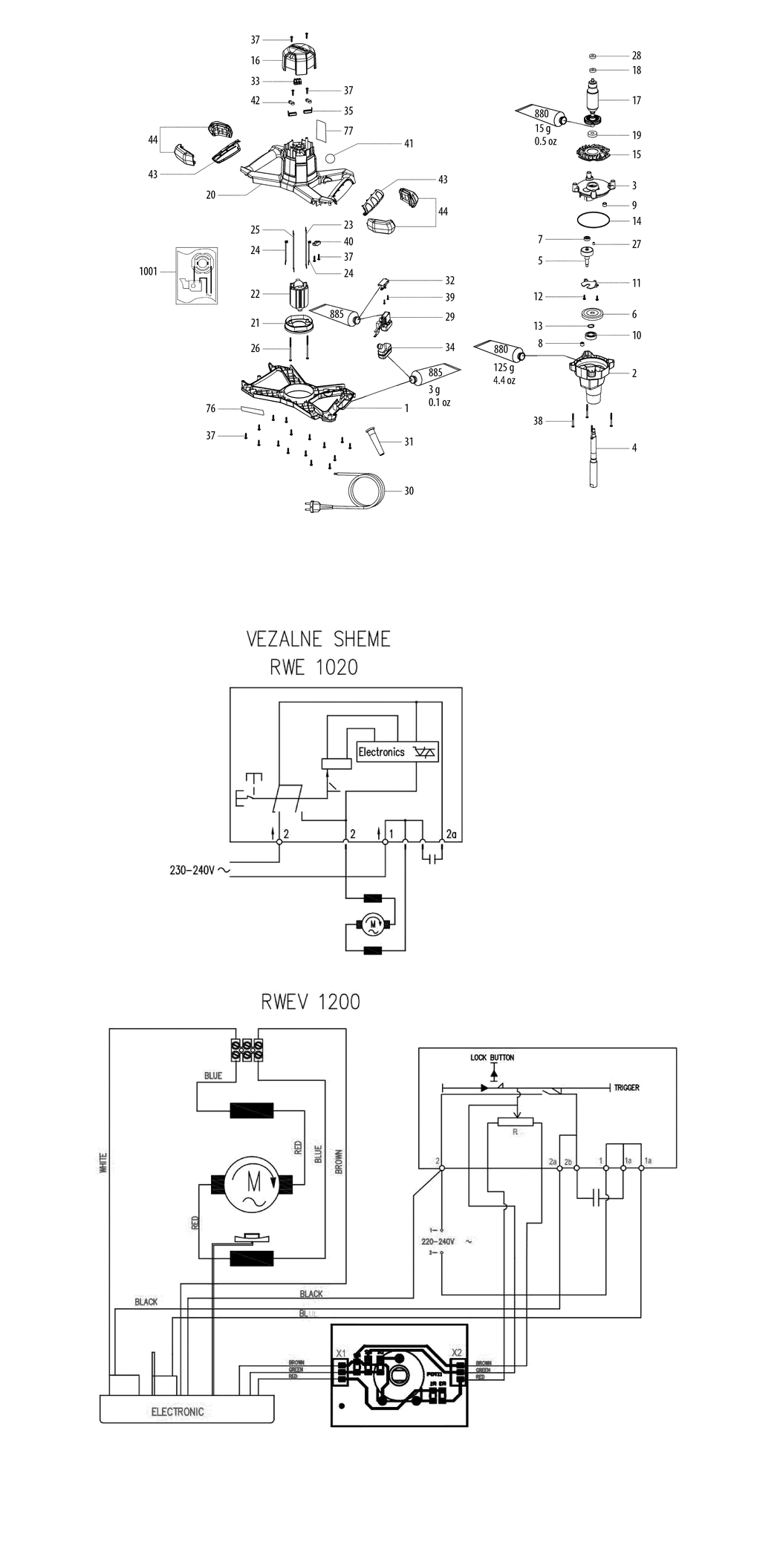 Metabo RWE 1020 / 14044000 / EU 230V Spare Parts