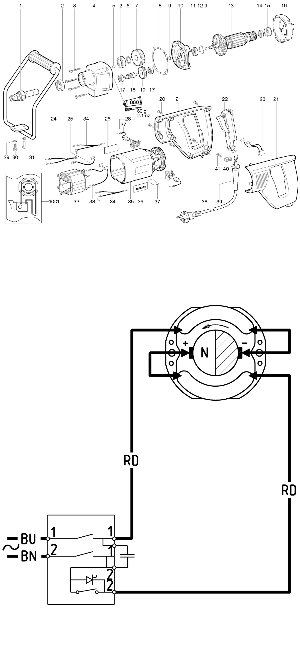 Metabo RWE 1100 / 01111000 / EU 230V Spare Parts