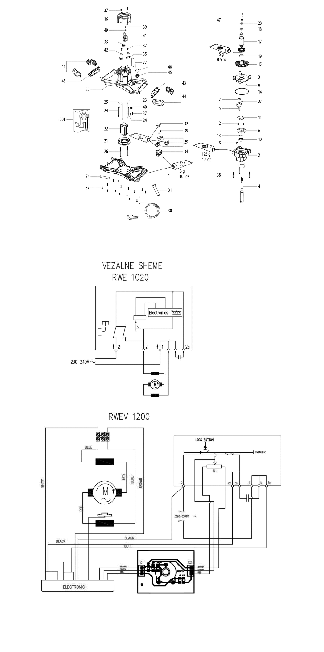 Metabo RWEV 1200 / 14045000 / EU 230V Spare Parts