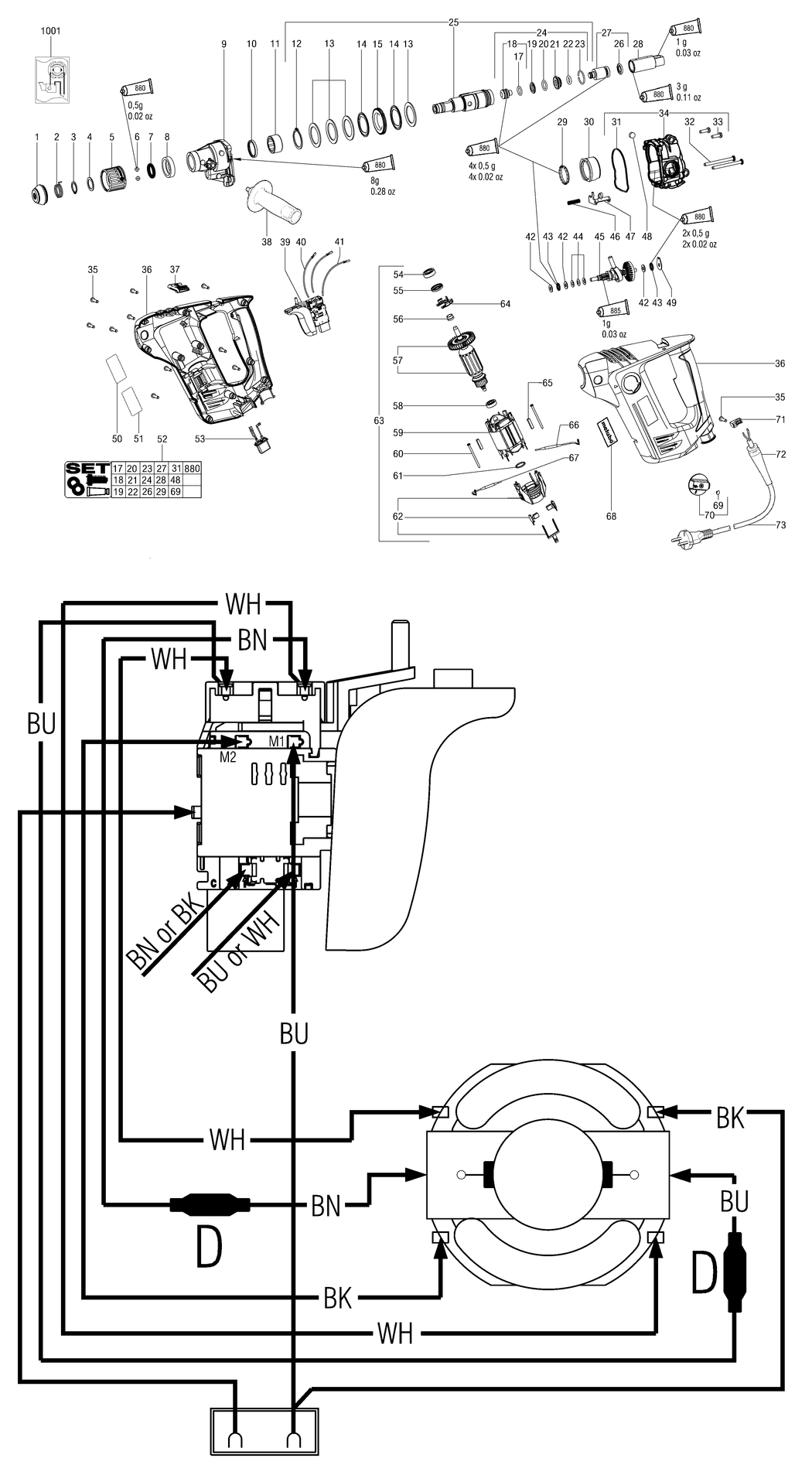 Metabo BHE 20 Compact / 00402000 / EU 230V Spare Parts