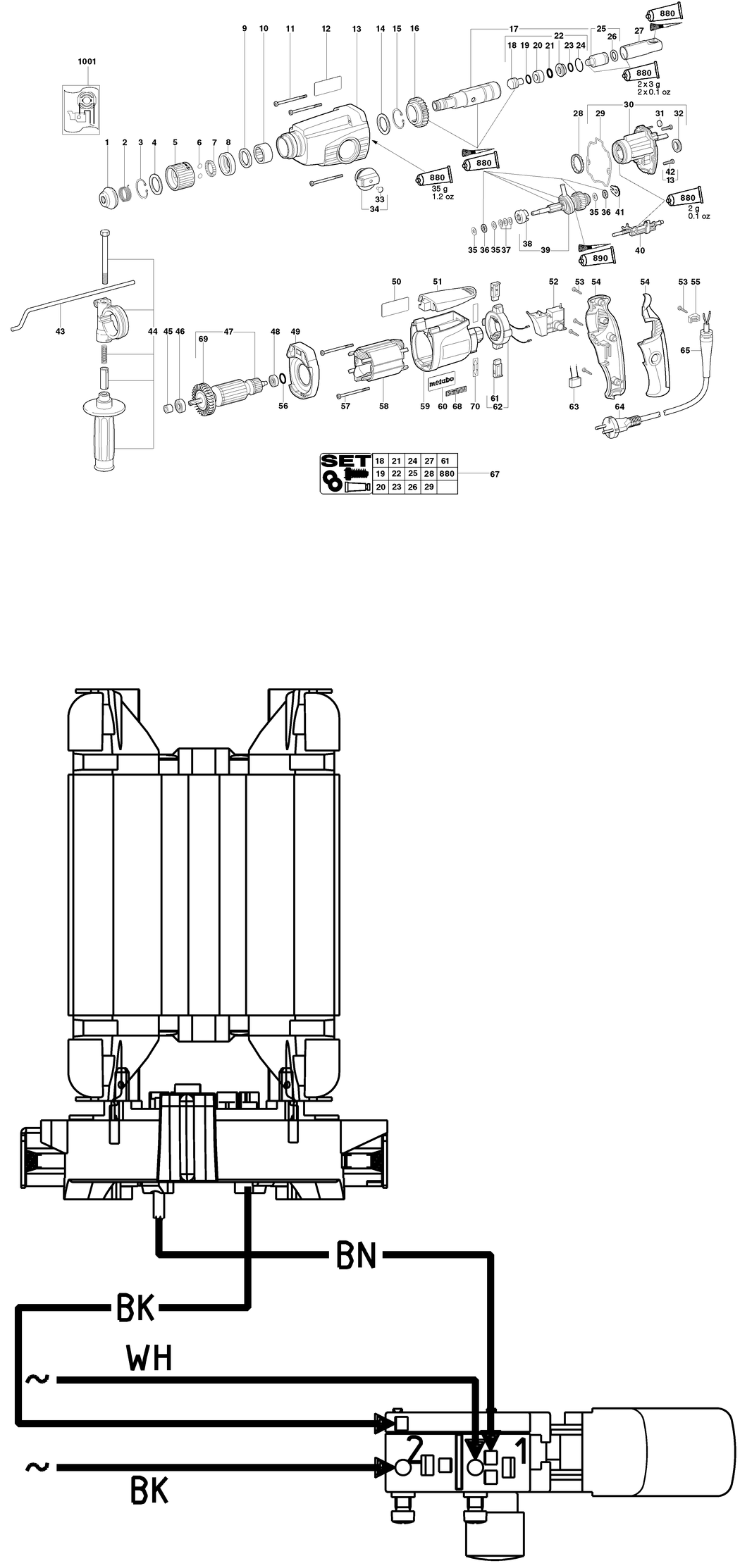 Metabo BHE 22 / 00242420 / US 120V Spare Parts