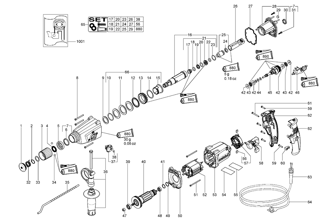 Metabo KHE 2443 / 00597000 / EU 230V Spare Parts